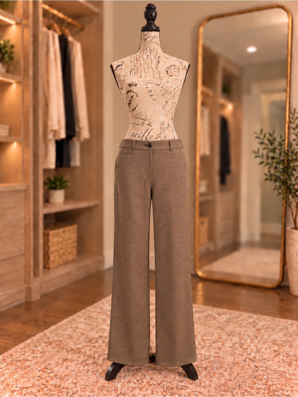 LOFT Tan & Brown Check Dress Pants – Size 6 Petite NWOT